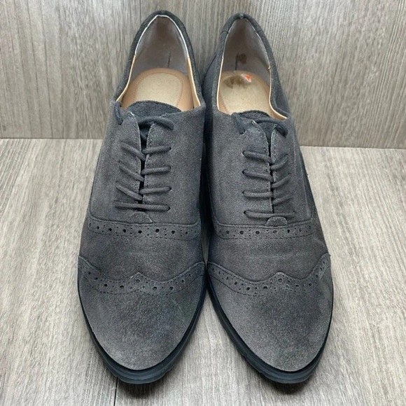 Ellen Tracy Shoes - Ellen Tracy Booties Womens Sz 9.5M Active Tobin Wingtip Wedge Lace Up Suede Gray